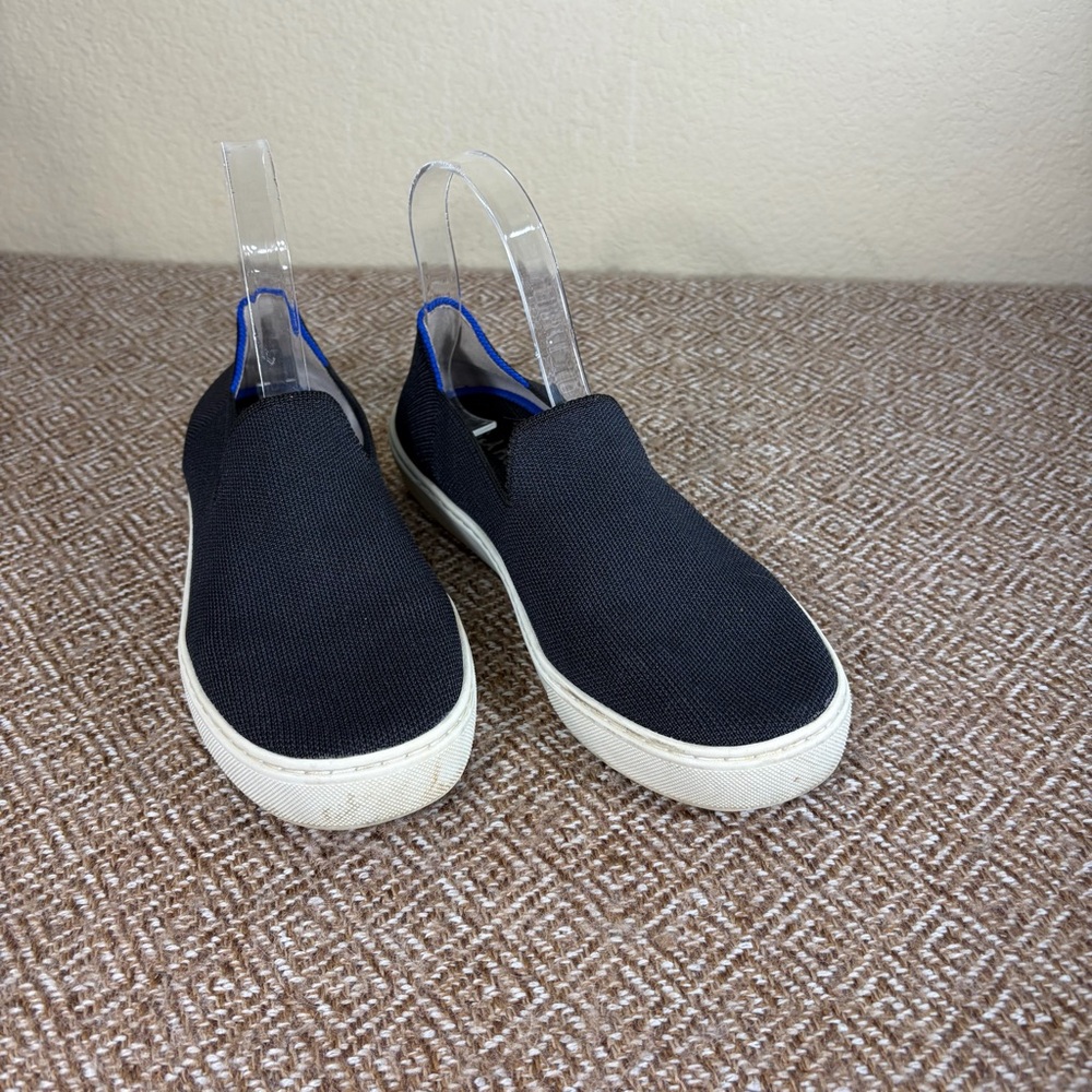Rothys The Sneaker Black Solid Slip On Knit Shoes Washable Flat Shoes 8 Casual - Picture 3 of 10